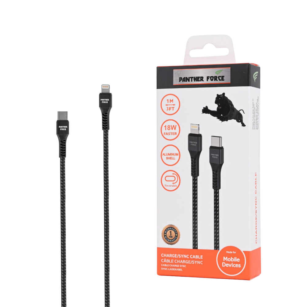 PF46- Panther Force 18W 1M Cable Type-C to iphone - Seamless Connectivity, Uninterrupted Power PF46- Panther Force 18W 1M Cable Type-C to iphone - Seamless Connectivity, Uninterrupted Power